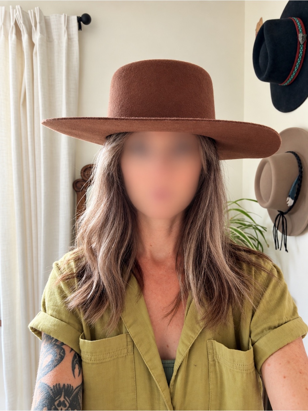 Women's GiGi pip Wide-Brim Wool boater hat - Oak Brown